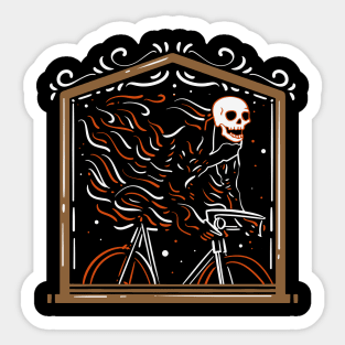 Cyclist Skeleton on fire - Funny Biking Gift Sticker